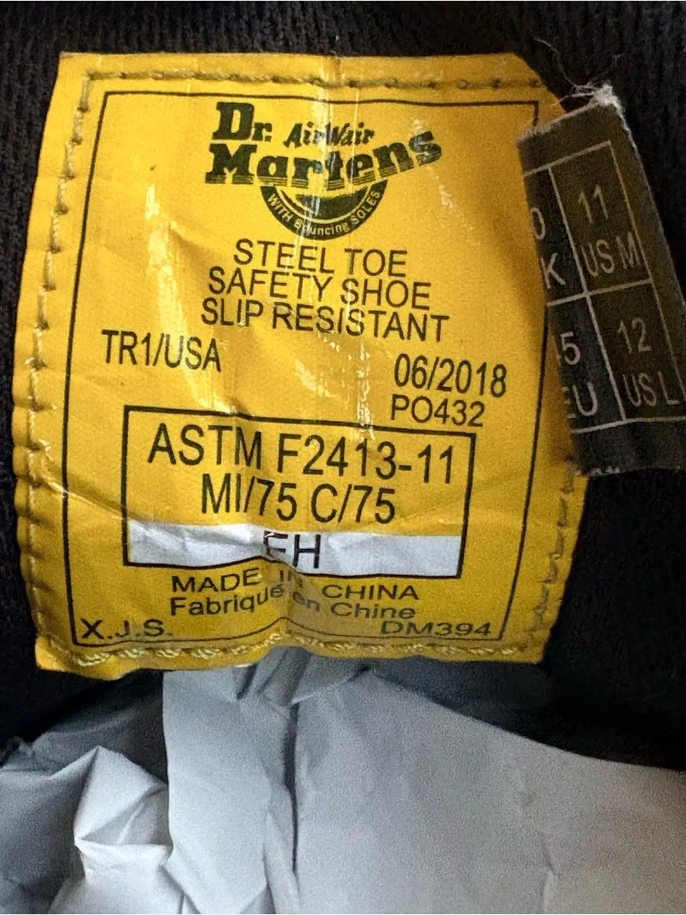 Dr. Martens Winch Men’s 11 Steel Toe Waterproof Leather Work Safety Boots Black